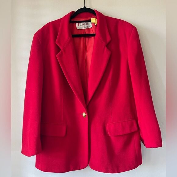 CHAUS Classic Vintage Wool Red Blazer Size 14 - Picture 4 of 13